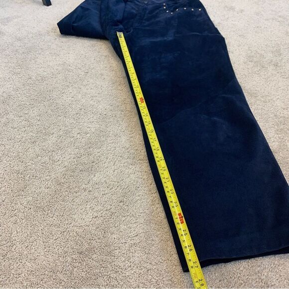 𝅺DANIER Leather vintage dark blue suede studded pants Sz 14 - Picture 8 of 9